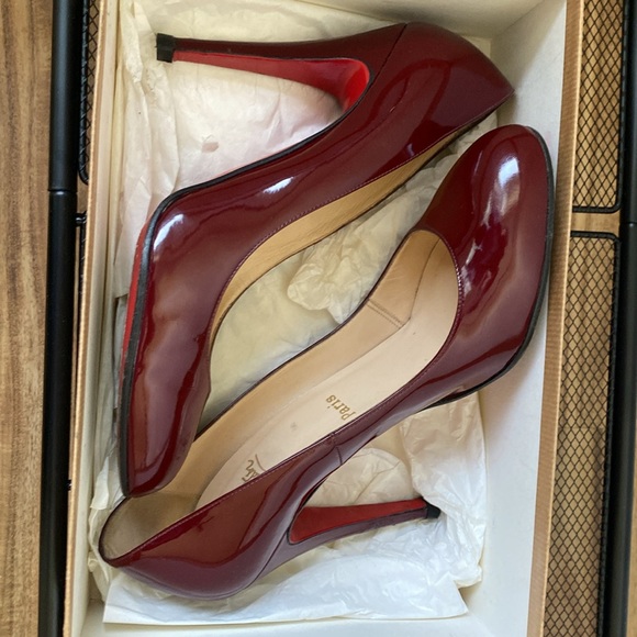 Christian Louboutin Ron Ron 100mm Burgundy patent calf pumps 39.5 - Picture 11 of 12